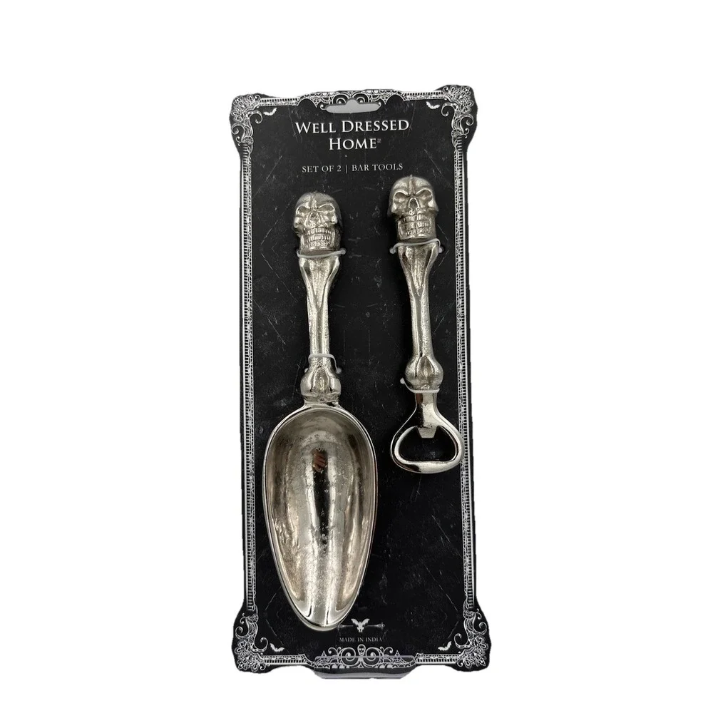 Well Dressed Home Set Of 2 Bar Tools Bottle Opener and Ice Scoop Halloween Goth